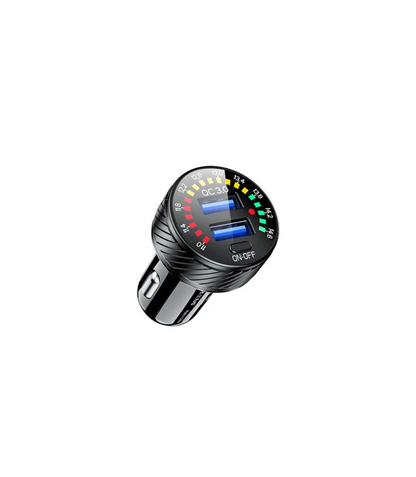 12-24V Dual QC USB Car Charger QC3.0 Fast Charging With Colourful Digital Voltmeter Switch